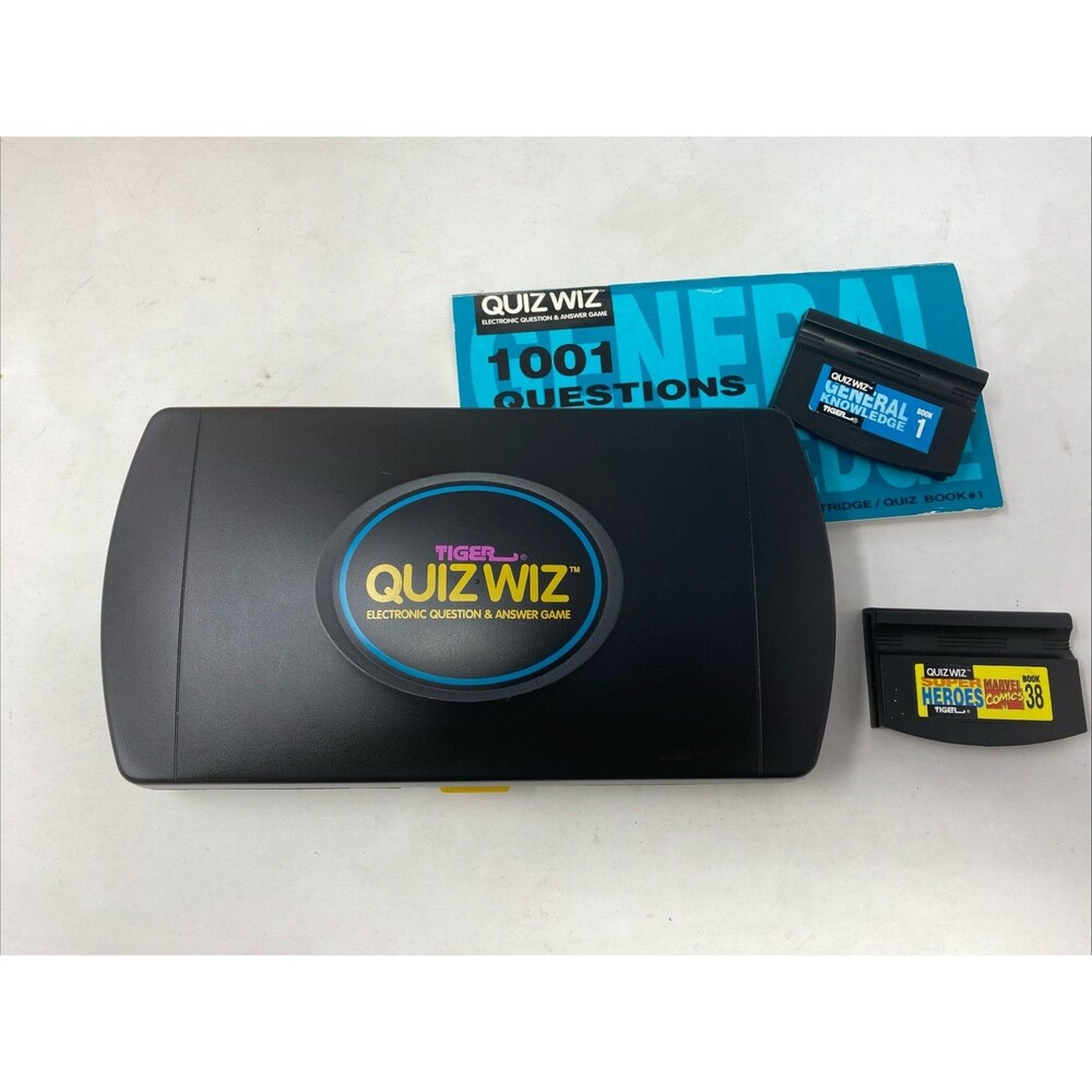 Tiger Electronics Quiz Wiz Handheld Game  Cartridge Book 1993 Vintage